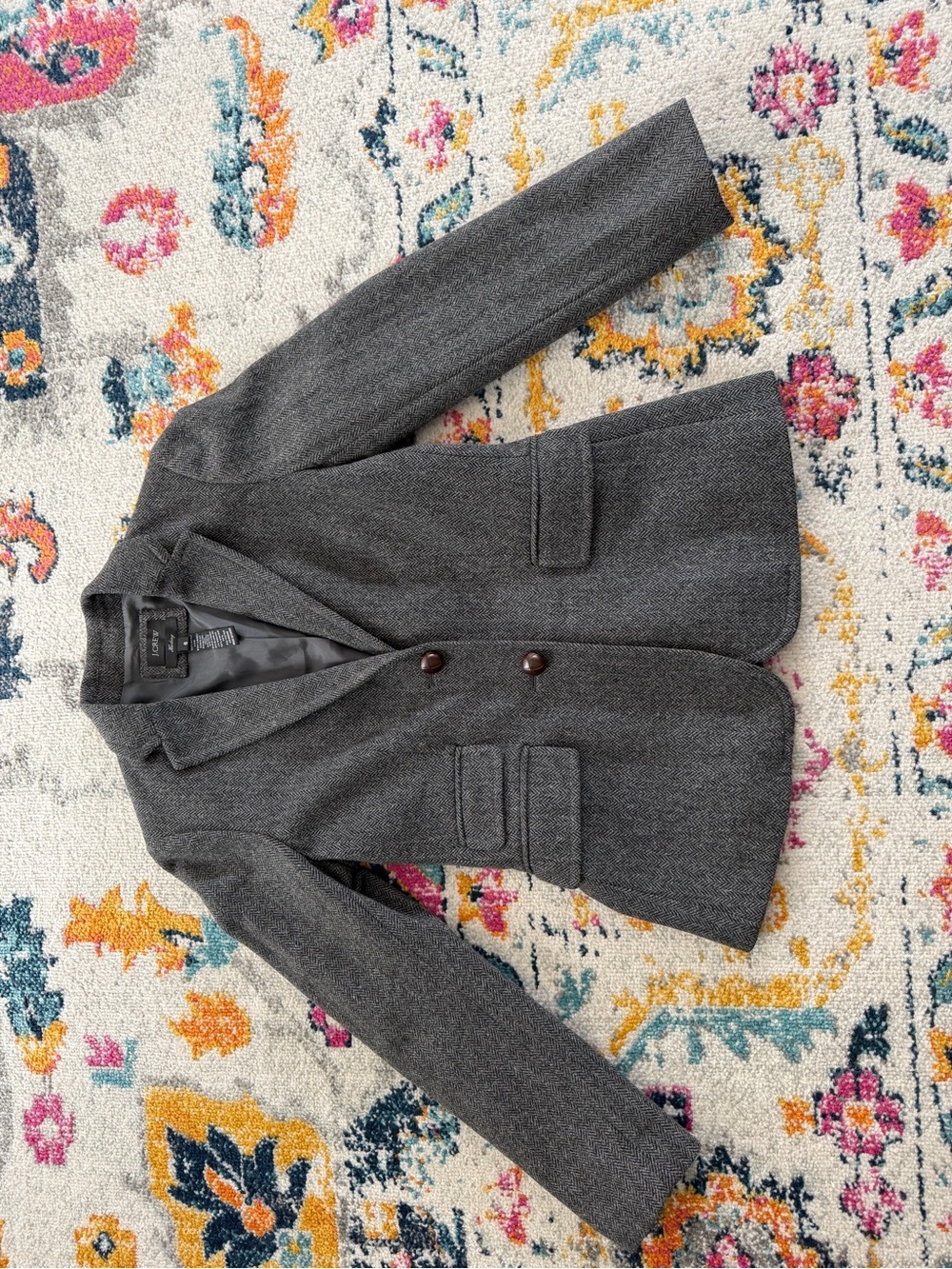 J. Crew 100% Wool Hack ing Blazer in Gray Herringbone Size 6 Preppy Academia - Picture 12 of 15